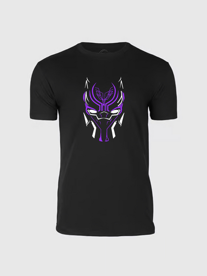 Men's Casual Marvel Black Panther Neon Printed Round Neck Short Sleeve T-Shirt