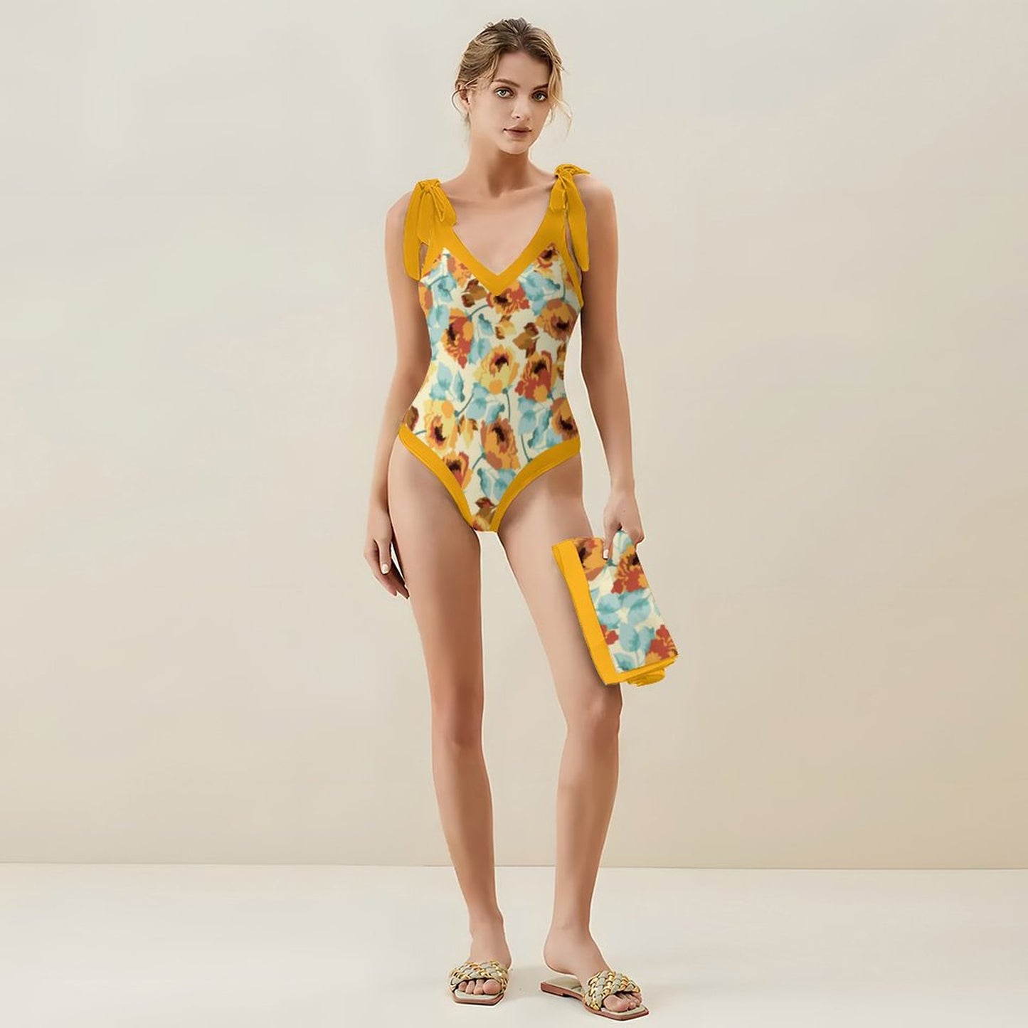 Casual Printed One-Piece Swimsuit And Cover Up 2305102395