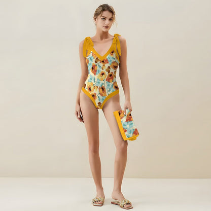 Casual Printed One-Piece Swimsuit And Cover Up 2305102395