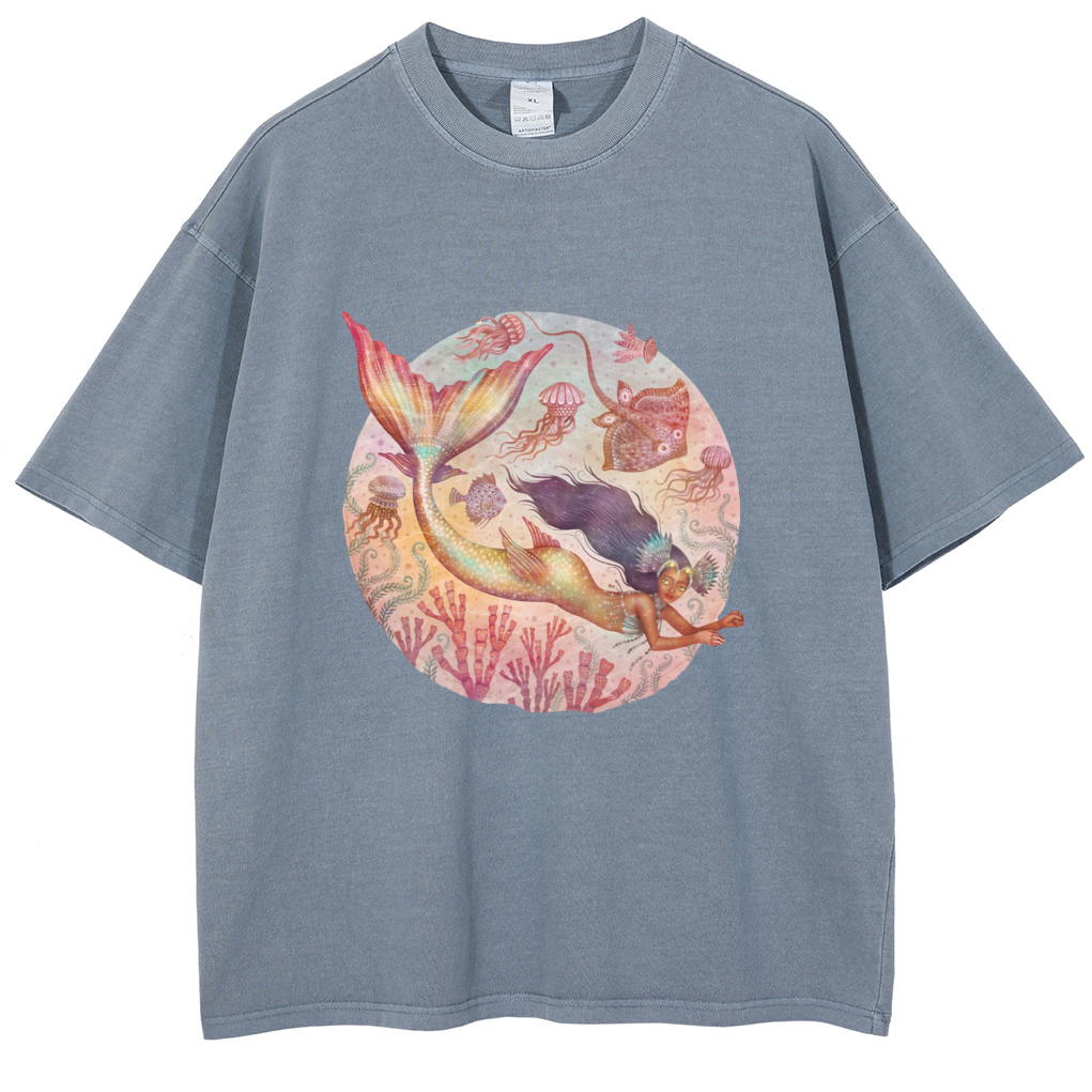 Mens Cotton Wash Solid T-Shirts Oversized Unisex Short Sleeve Streetwear Rap Hip Hop Basic Tee Tops