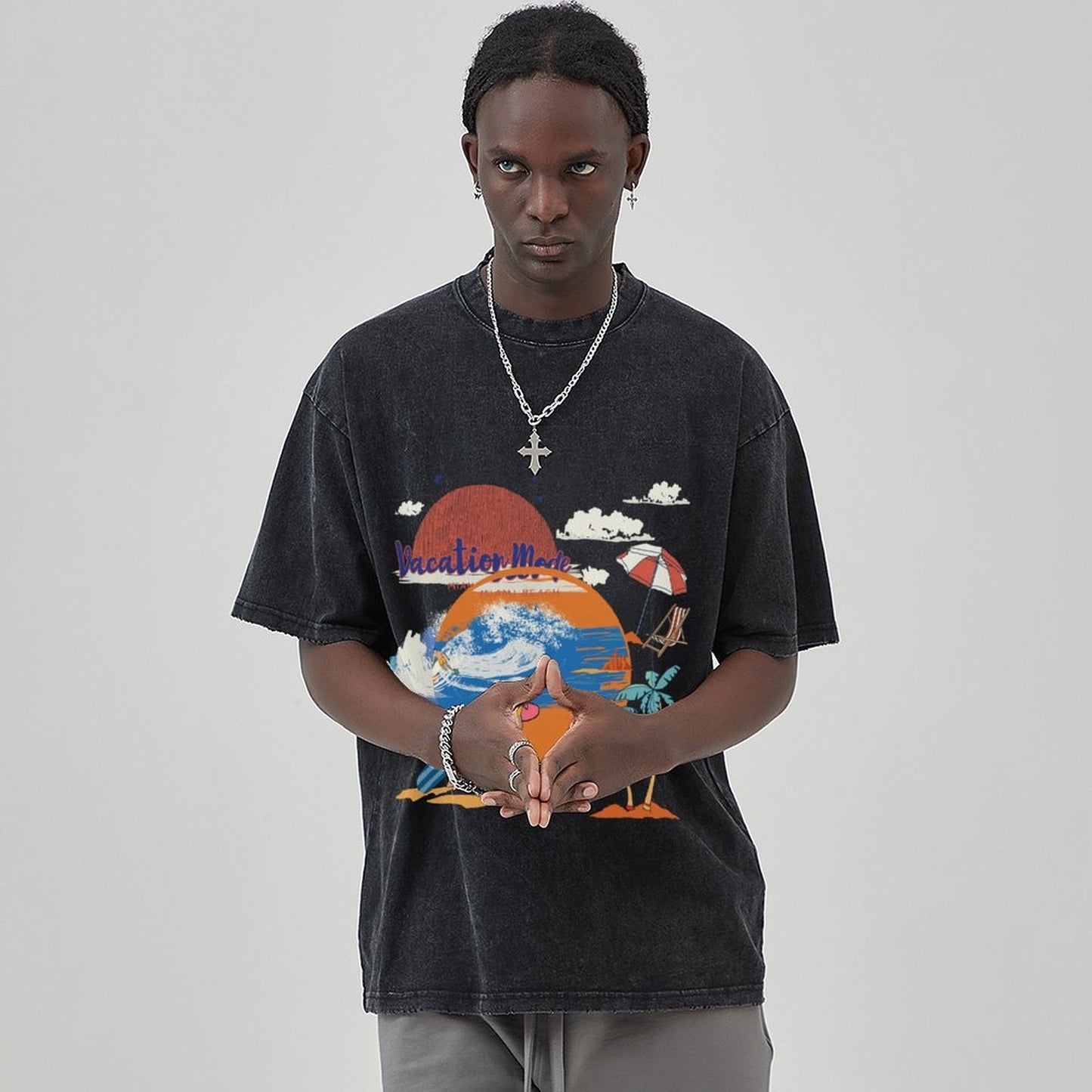 Unisex Vintage Solid Wash T-Shirts 2305102653