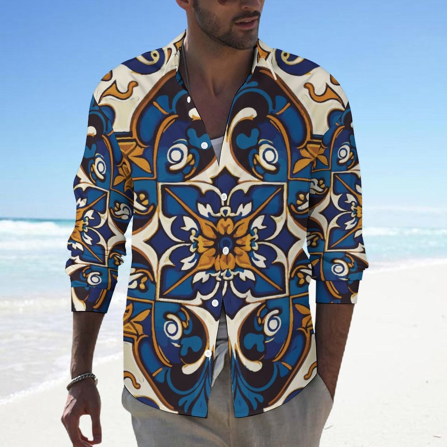 Men's Casual Printed Long Sleeve Shirt 2306103088