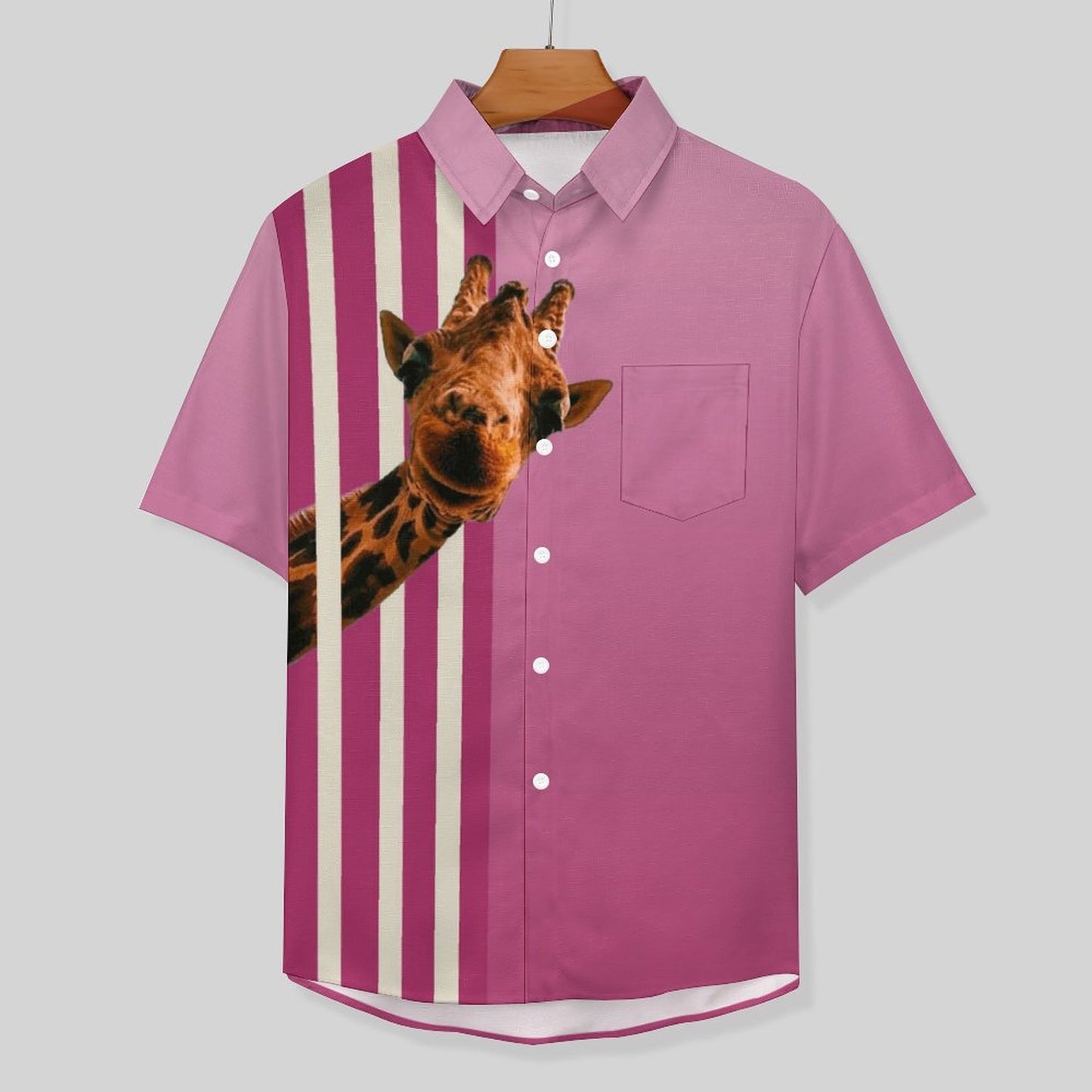 Giraffe Stripe Print Hawaiian Men's Casual Shirt