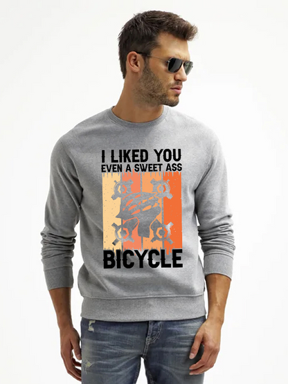 Unisex Round Neck Casual Bicycle Printed Long Sleeve Sweatshirt