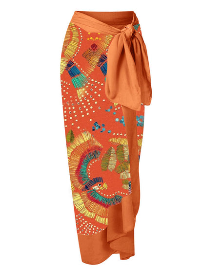 Deep V Print One Piece Swimsuit and Cover Up