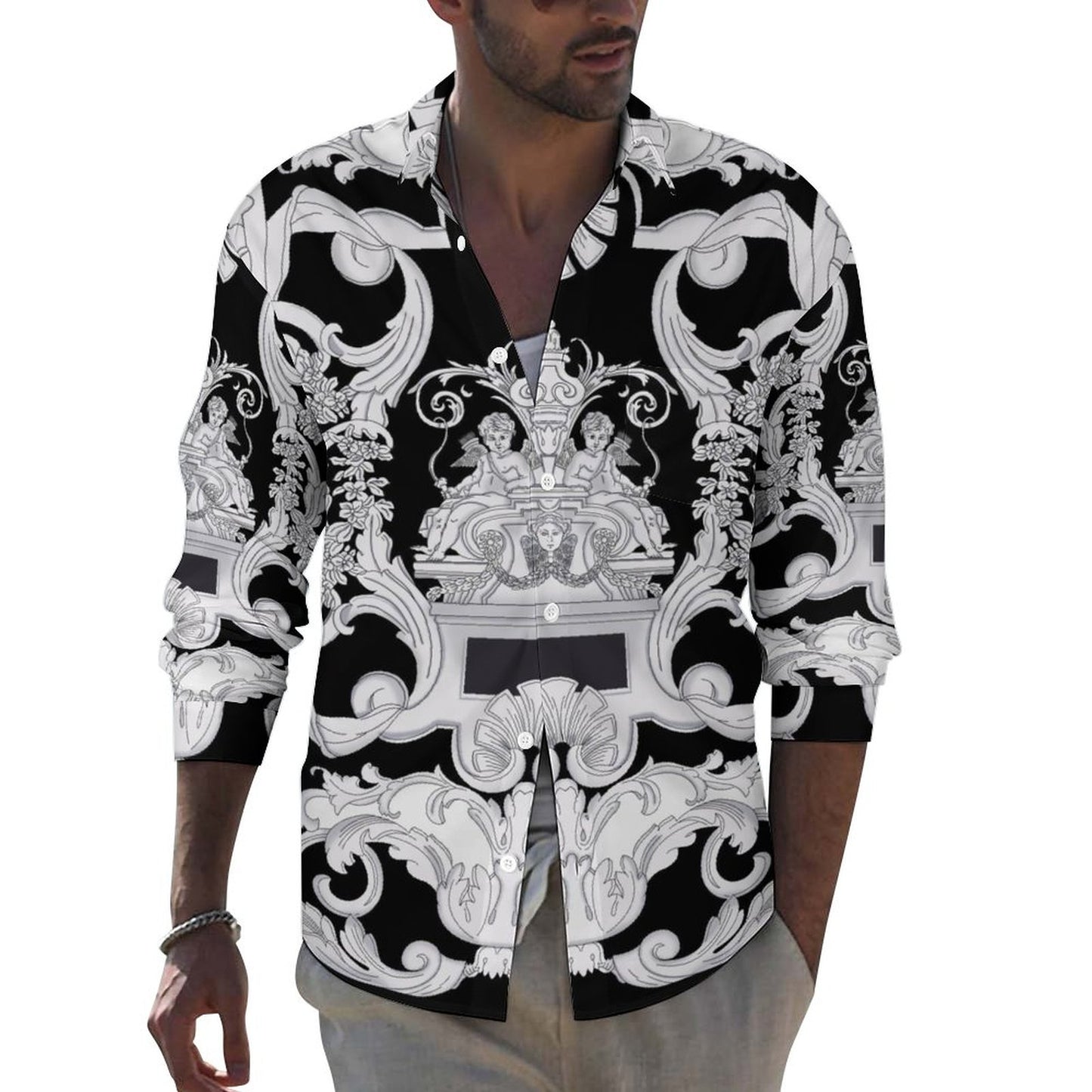 Men's Casual Printed Long Sleeve Shirt 2306103082