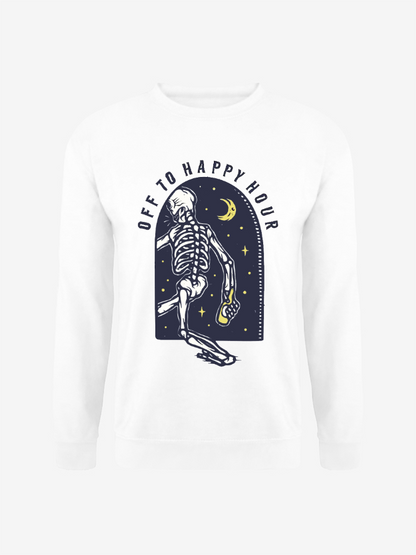 Unisex Round Neck Casual Skeleton Printed Long Sleeve Sweatshirt