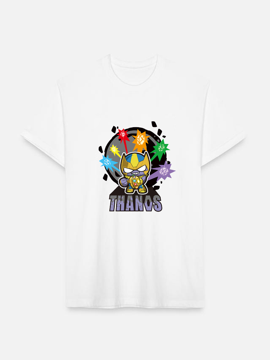 Men's Casual Tiny Thanos Printed Round Neck Short Sleeve T-Shirt