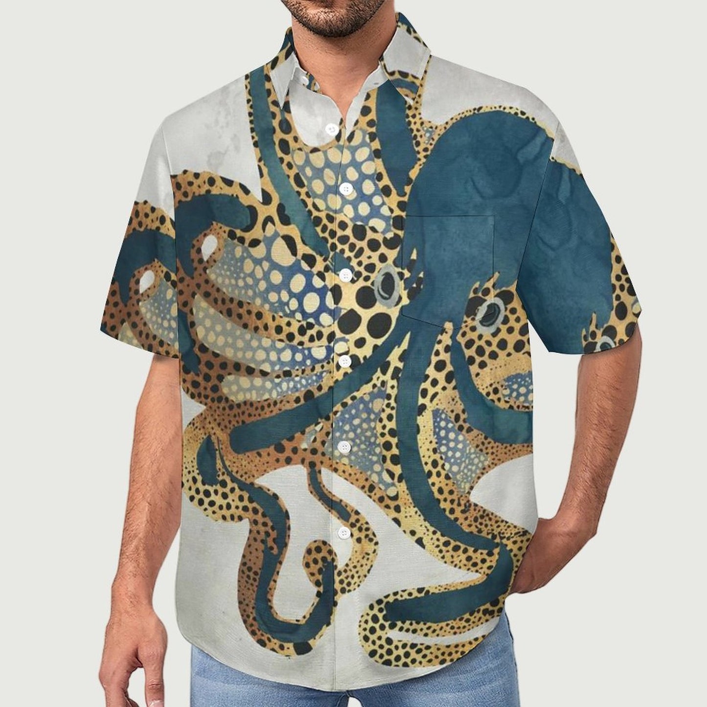 Men's Hawaiian Print Lapel Shirt 2304103195