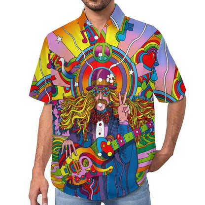 Men's Painted Music Print Vacation Hawaiian Shirt