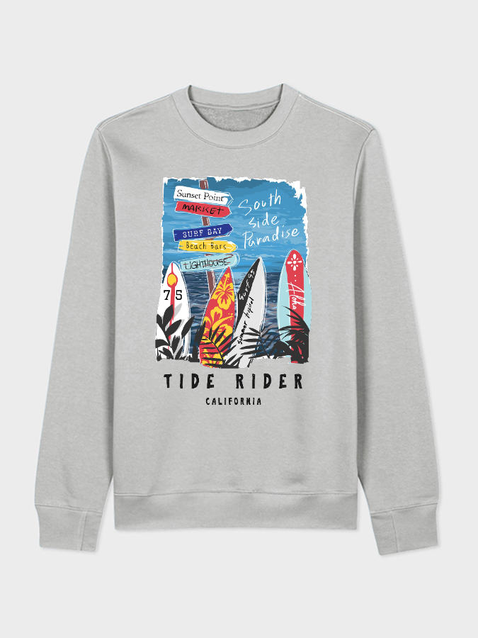 Unisex Round Neck Casual Tide Rider Printed Long Sleeve Sweatshirt