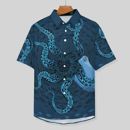 Men's Octopus Painted Print Vacation Hawaiian Shirt 2305106285