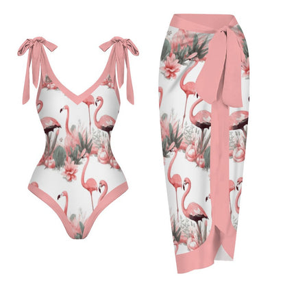 Casual Printed One-Piece Swimsuit And Cover Up 2305102476