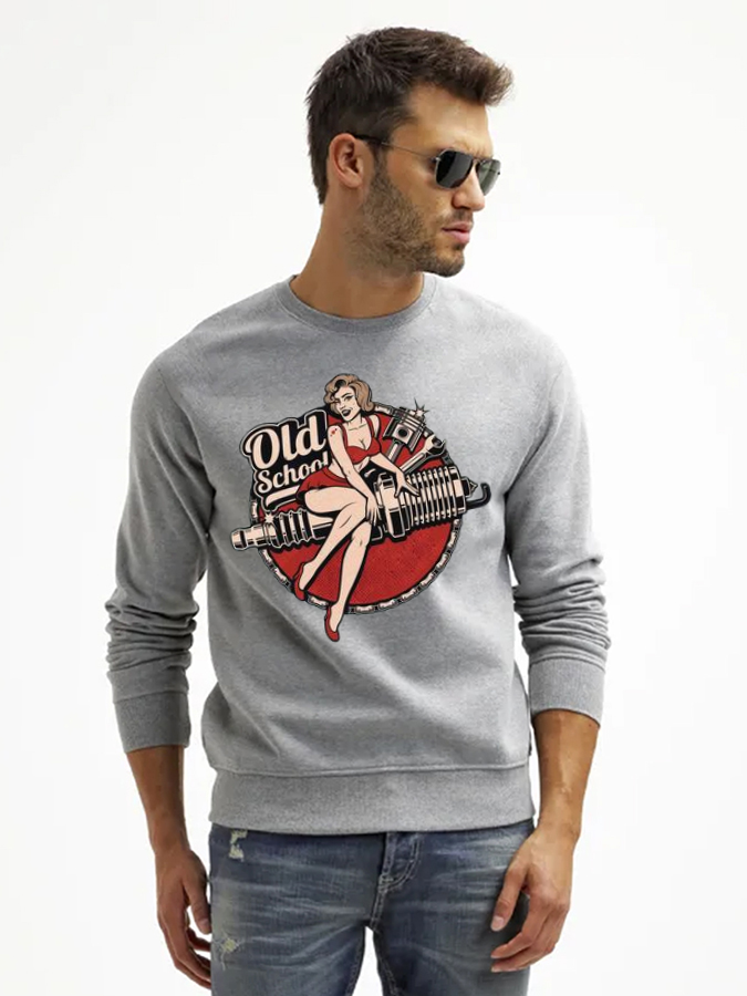 Unisex Round Neck Casual Printed Long Sleeve Sweatshirt