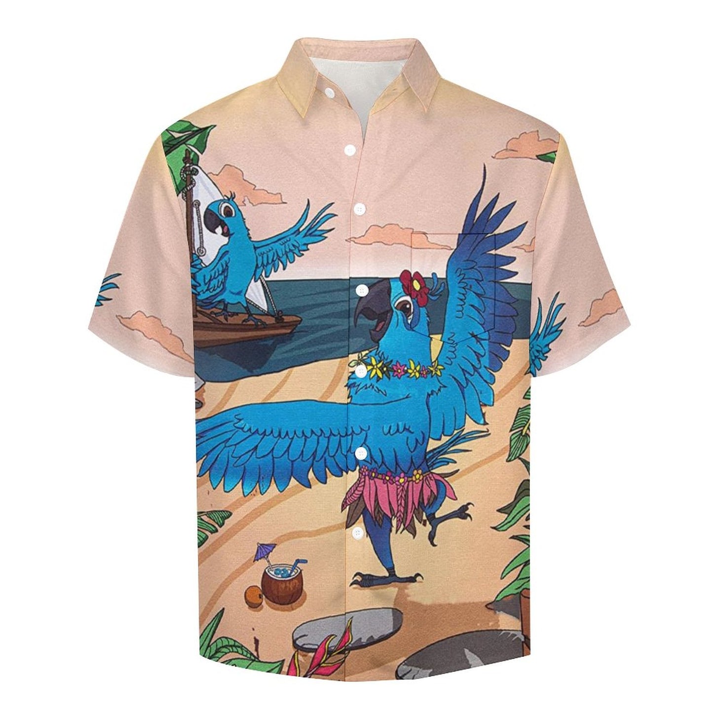 Men's Parrot Print Vacation Hawaiian Shirt 2306100691