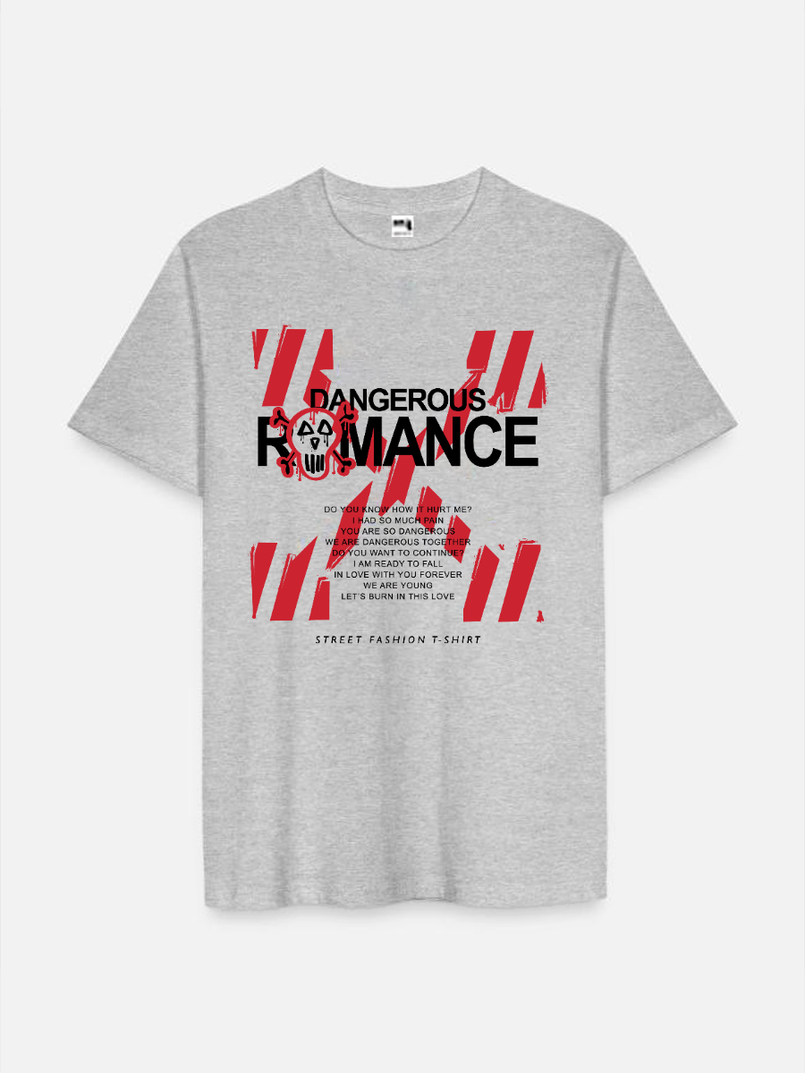 Men's Letter Casual Printed Round Neck Short Sleeve T-Shirt