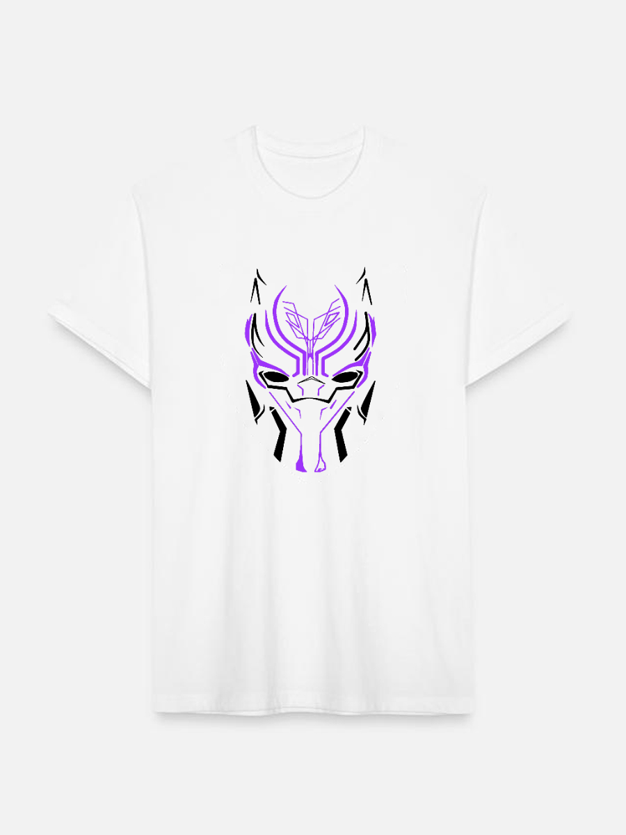 Men's Casual Marvel Black Panther Neon Printed Round Neck Short Sleeve T-Shirt