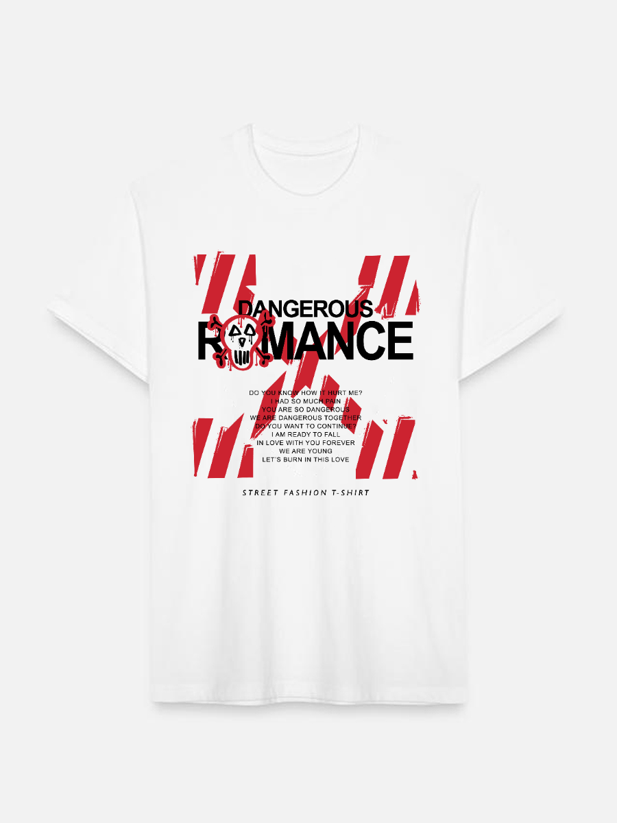 Men's Letter Casual Printed Round Neck Short Sleeve T-Shirt