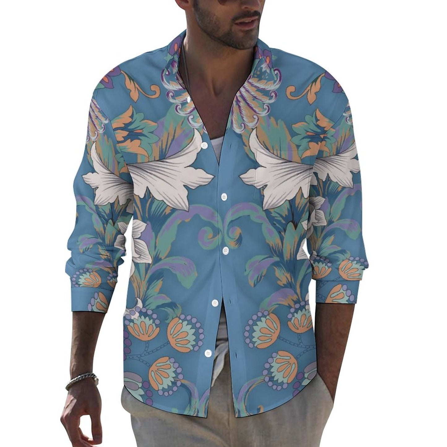 Men's Casual Printed Long Sleeve Shirt 2306103083