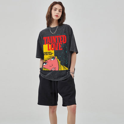 Tainted Love Unisex Vintage Solid Wash Denim T-Shirts