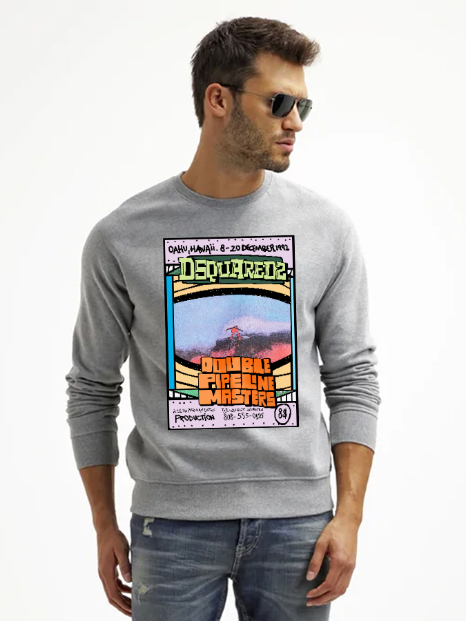 Unisex Round Neck Casual Vintage Printed Long Sleeve Sweatshirt