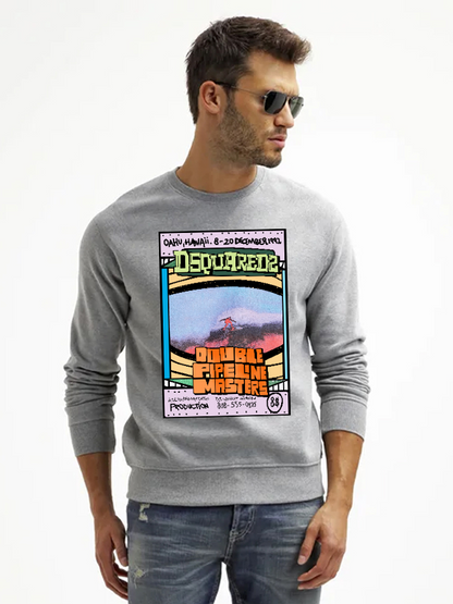 Unisex Round Neck Casual Vintage Printed Long Sleeve Sweatshirt