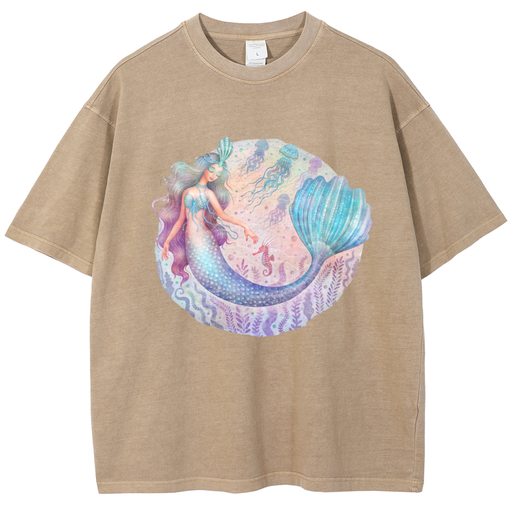 Mens Cotton Wash Solid T-Shirts Oversized Unisex Short Sleeve Streetwear Rap Hip Hop Basic Tee Tops