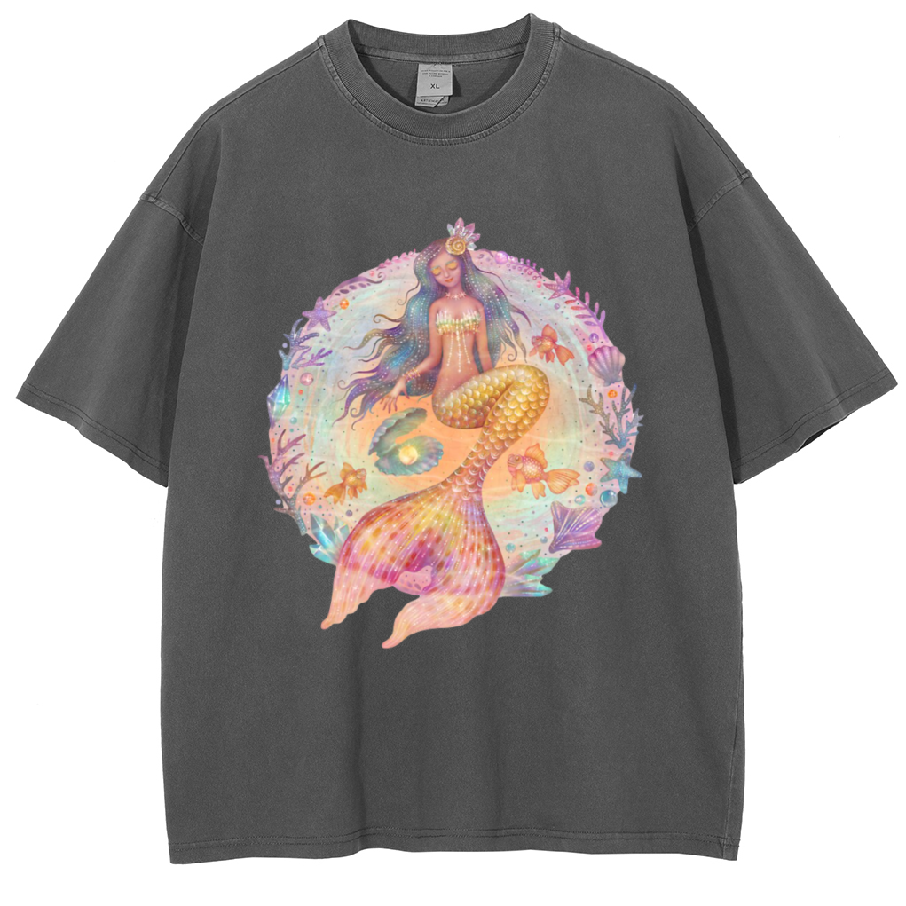 Mens Cotton Wash Solid T-Shirts Oversized Unisex Short Sleeve Streetwear Rap Hip Hop Basic Tee Tops