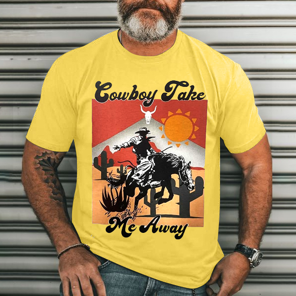 Cowboy Jake Me Away Men's Casual Printed T-Shirt