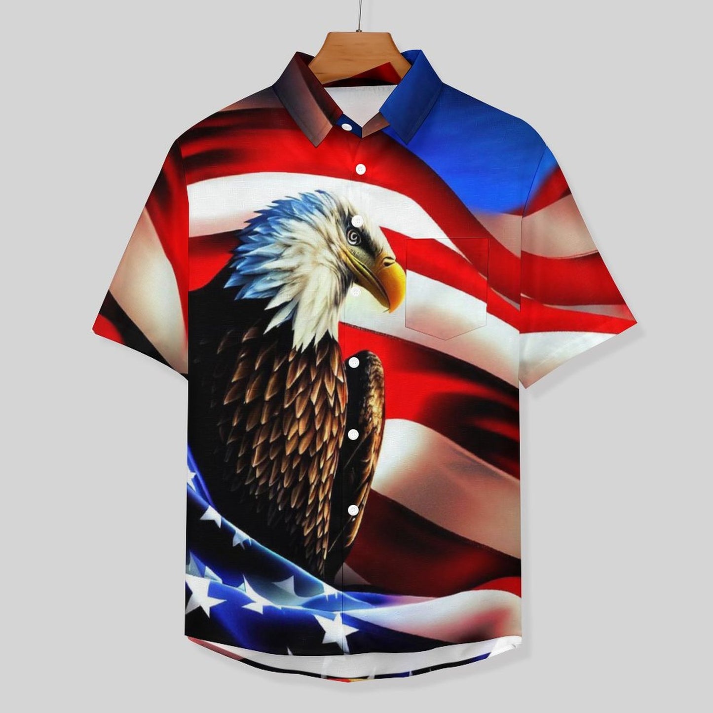 Men's Eagle American Flag Print Vacation Hawaiian Shirt 2305106651
