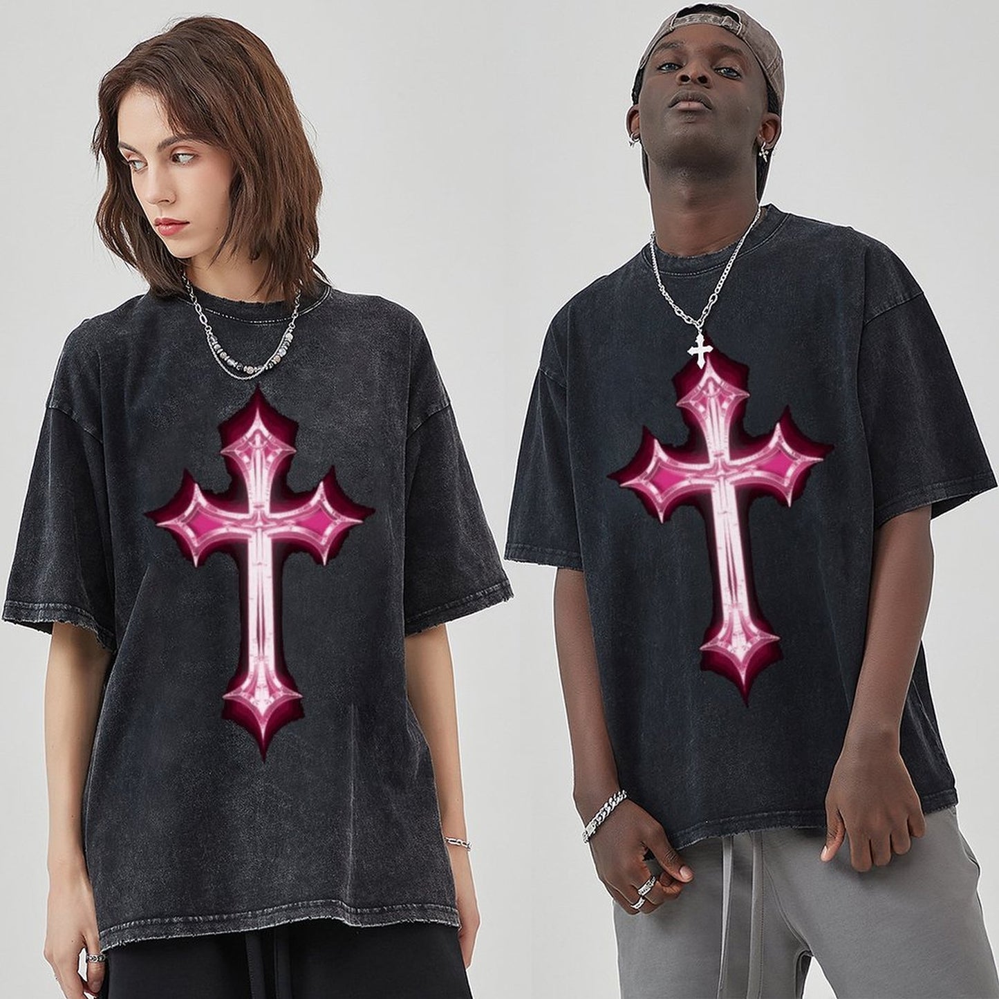 Unisex Vintage Solid Wash T-Shirts 2305103942