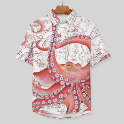 Men's Octopus Painted Art Print Vacation Hawaiian Shirt 2305106291