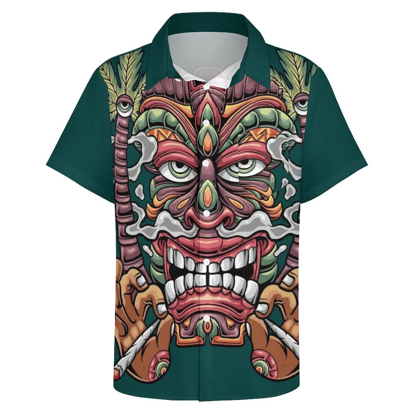 Men's TIKI Print Casual Short Sleeve Shirt 2306102577
