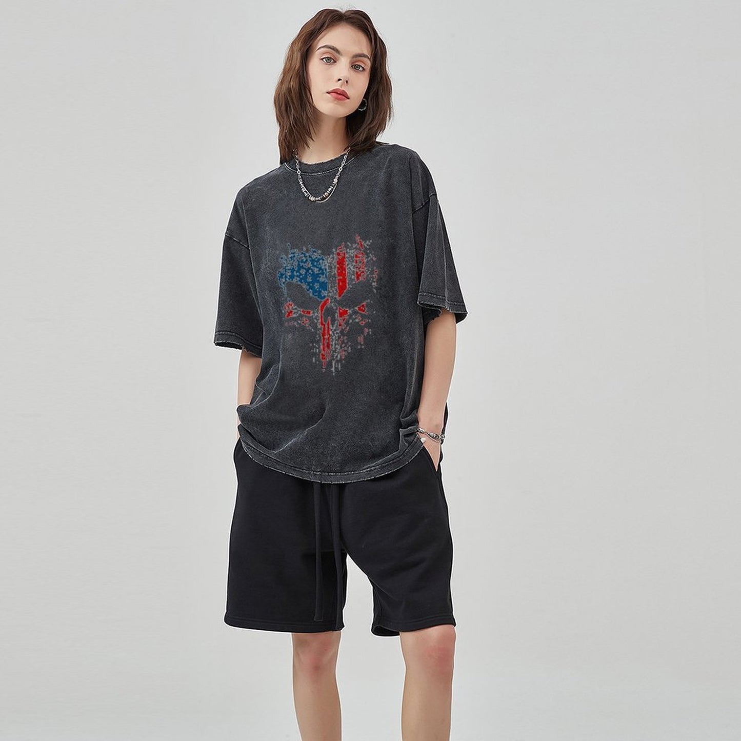 Unisex Vintage Solid Wash T-Shirts 2305104095