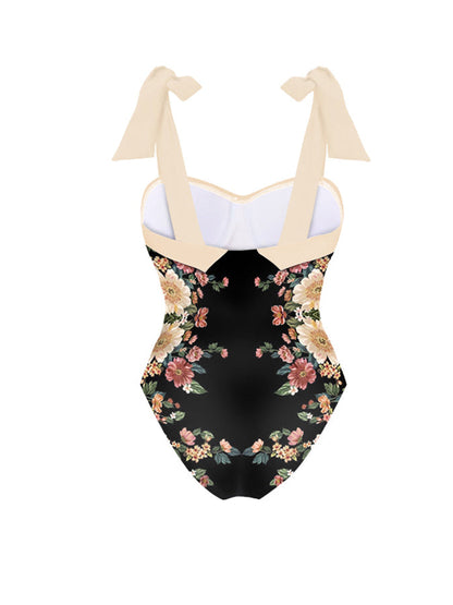 Printed Panel Chic One Piece Swimsuit and Coverup