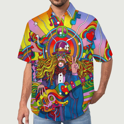 Men's Painted Music Print Vacation Hawaiian Shirt