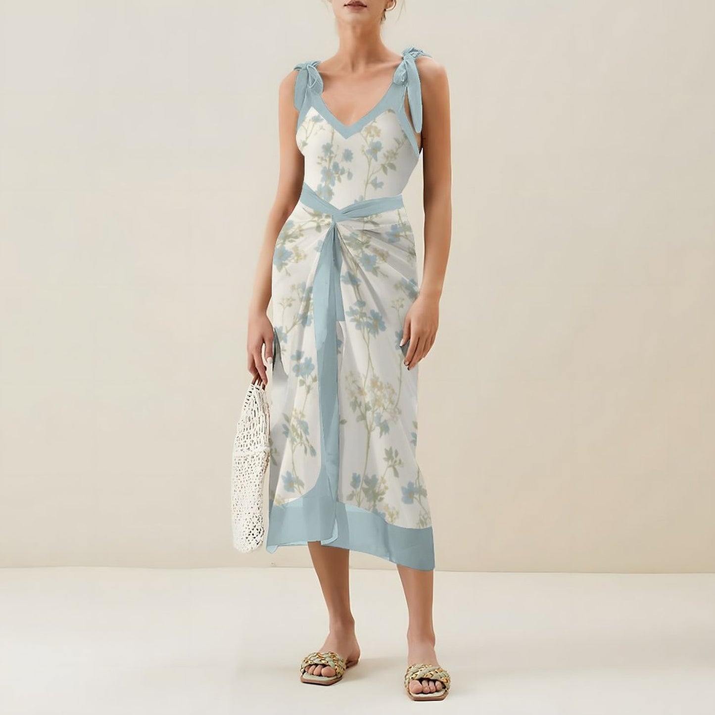 Casual Printed One-Piece Swimsuit And Cover Up 2305102474