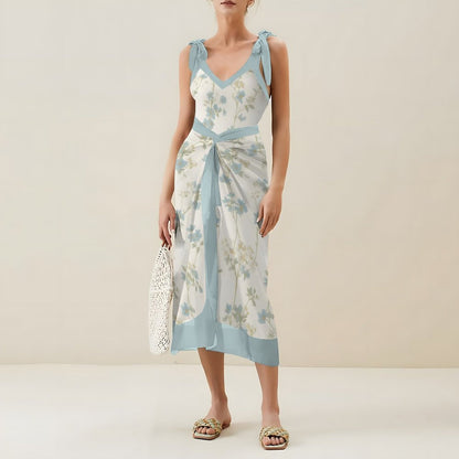 Casual Printed One-Piece Swimsuit And Cover Up 2305102474