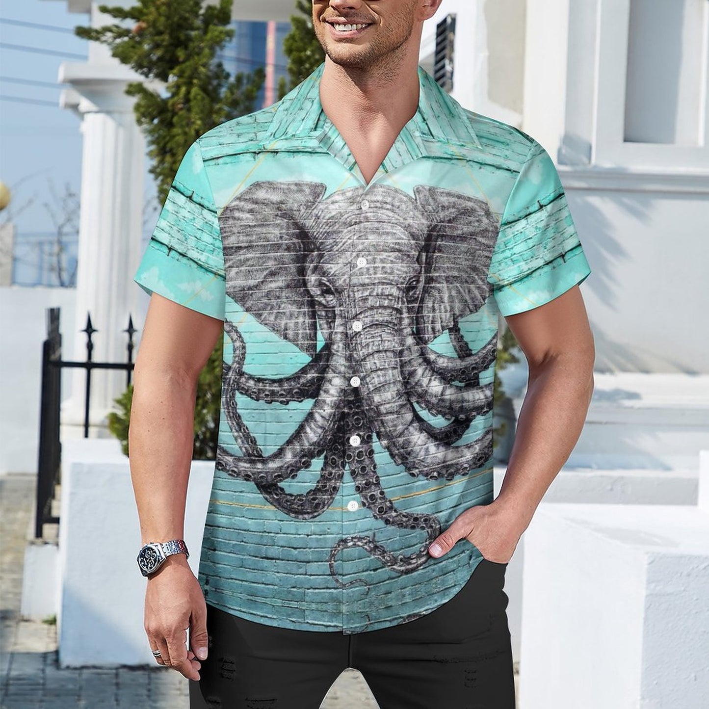 Men's Hawaiian Casual Short Sleeve Shirt 2305105102
