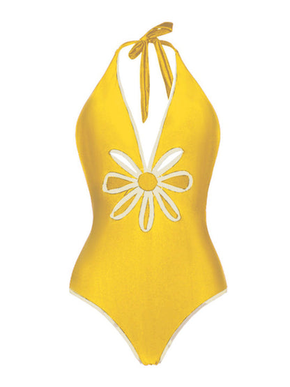 Fashion Deep V One Piece Swimsuit Set