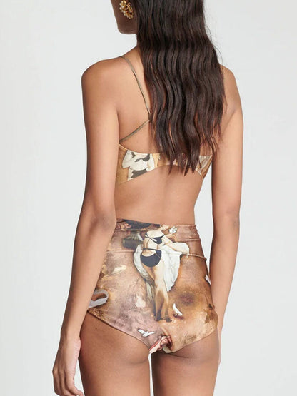 Vintage Print Bikini and Cover Up