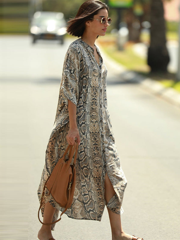 Animal Printed Loose Pocket Beach Cover-Up