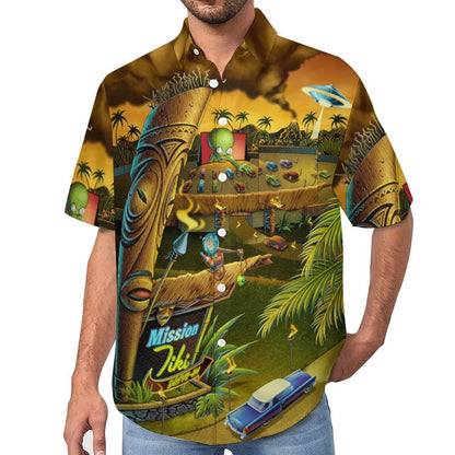 Men's Abstract Print Short Sleeve Shirt  2305106439