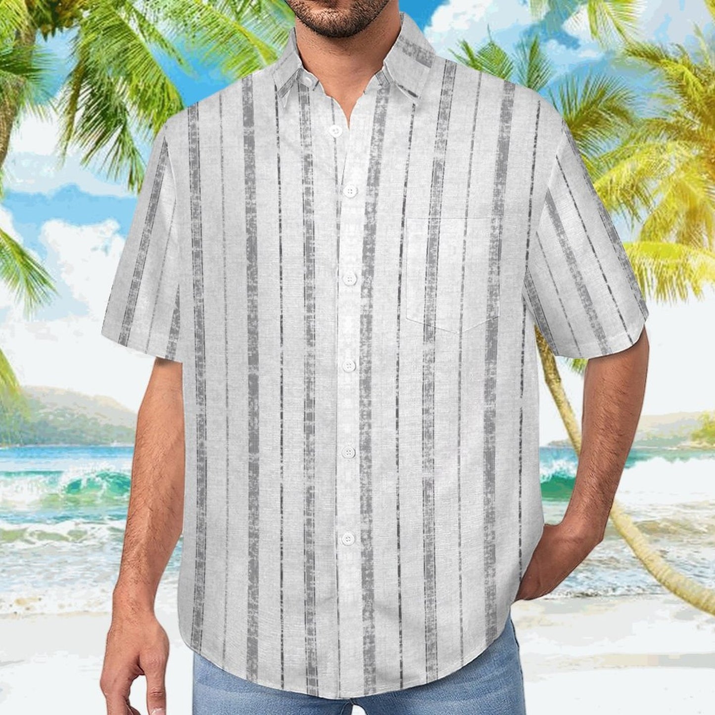 Men's Hawaiian Print Lapel Shirt 2304103744