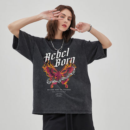 Unisex Vintage Solid Wash T-Shirts 2305102633