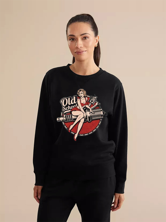 Unisex Round Neck Casual Printed Long Sleeve Sweatshirt