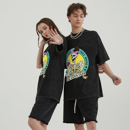 Unisex Vintage Solid Wash T-Shirts 2305104099