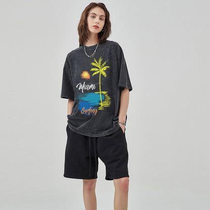 Unisex Vintage Solid Wash T-Shirts 2305101931